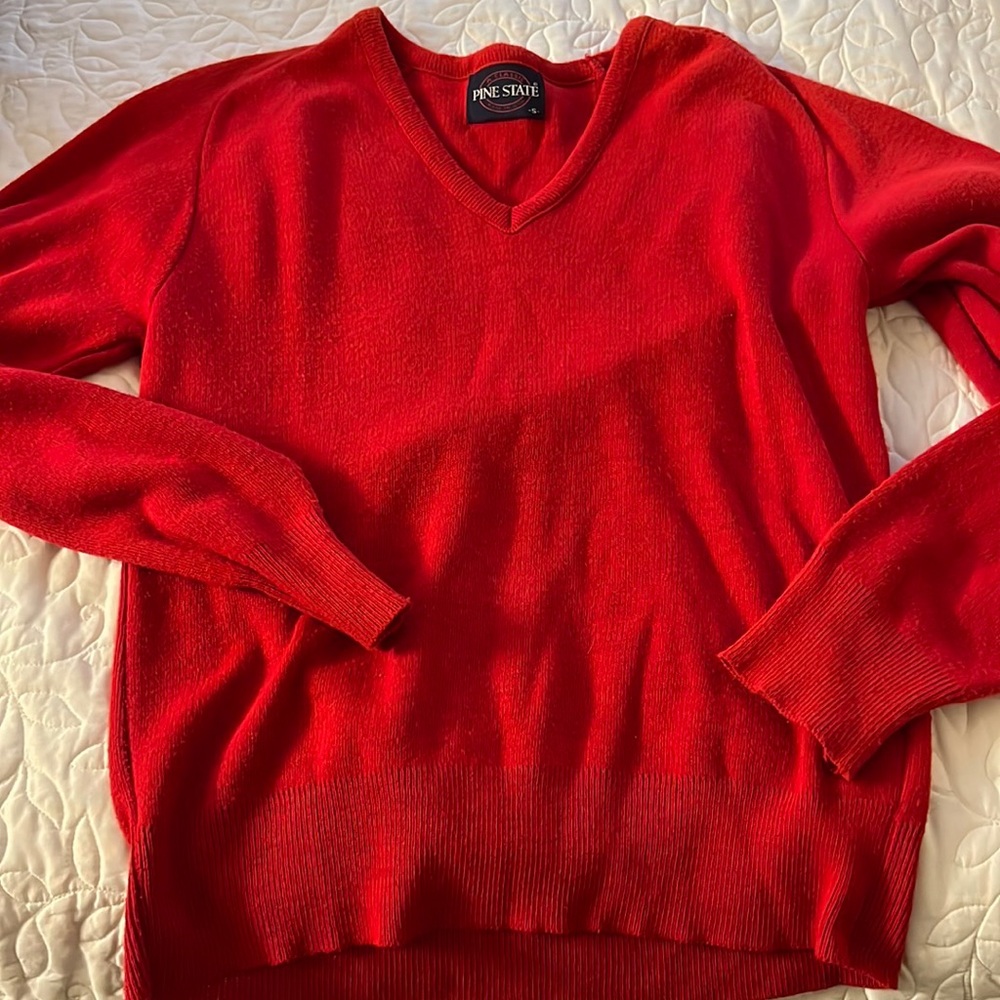 Red v neck knit